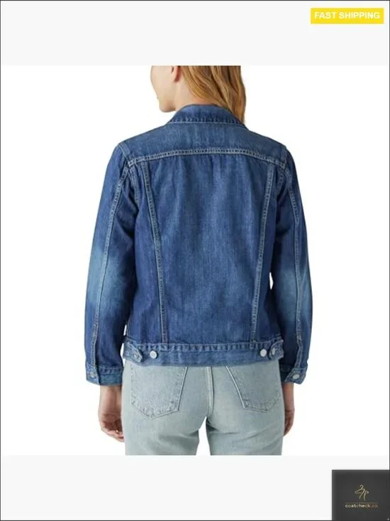 Denim Tomboy Trucker Jacket Eagle Embroidered Aviator Style Straight Fit - Picture 2 of 3